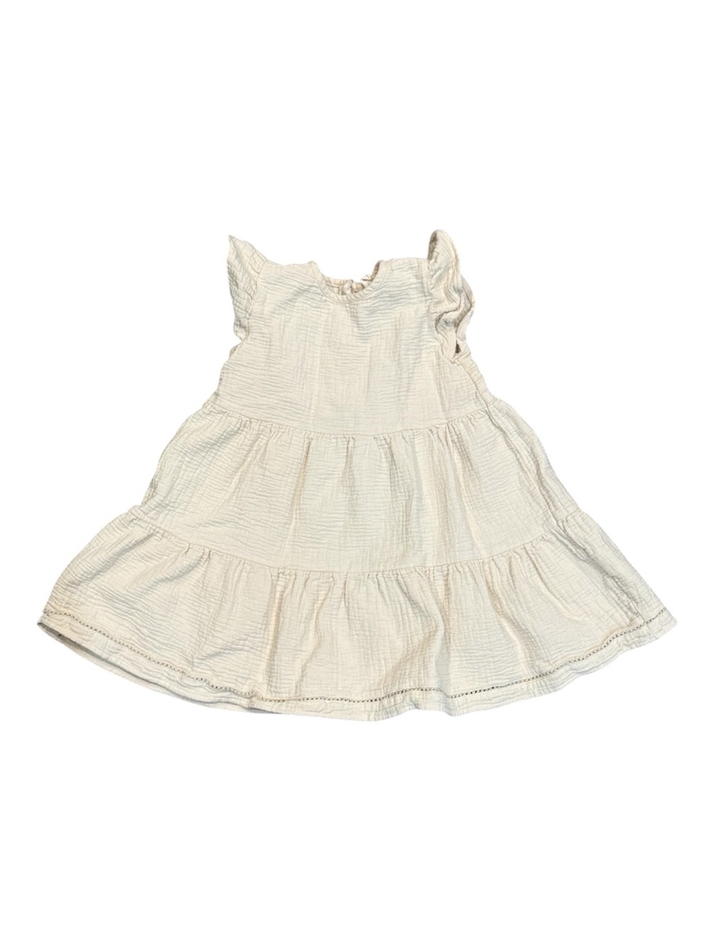 Quincy Mae Cream Tiered Ruffle Dress